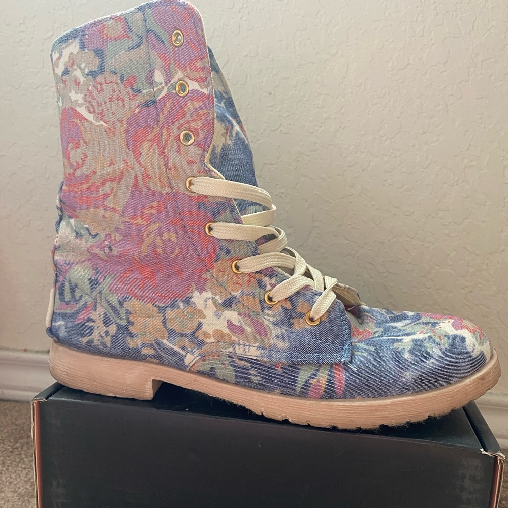 Floral Combat Boots